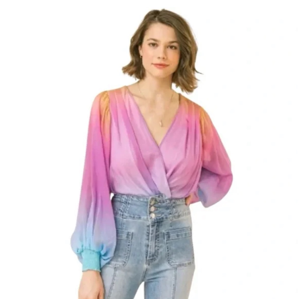 Flying Tomato Gradient Bodysuit In Pink And Blue